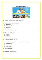 English Worksheet: Teen Beach Movie