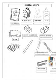 English Worksheet: SCHOOL OBJECTS