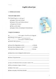 English Worksheet: Cultural Quiz