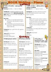 English Worksheet: ECCE Writing Plans