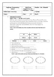 English Worksheet: test n 1 for 7th formers