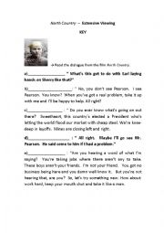 English Worksheet: NORTH COUNTRY - KEY