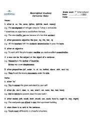 English Worksheet: Derivative Rules