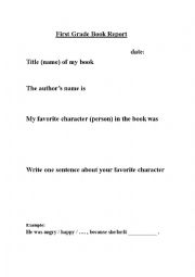 English Worksheet: book report