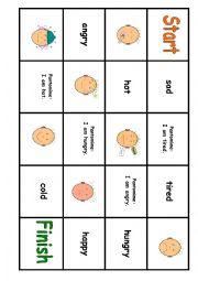 English Worksheet: very basic feelings boardgame