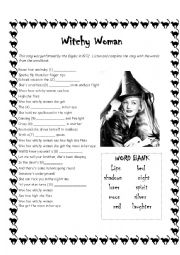English Worksheet: Witchy Woman Song by the Eagles