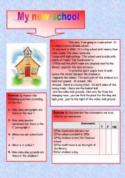 English Worksheet: my new school 