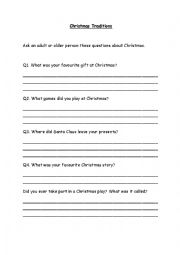 English Worksheet: Christmas Traditions