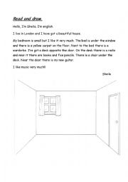 English Worksheet: Read and draw