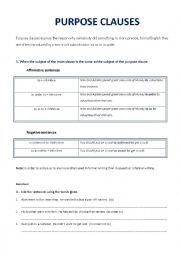 English Worksheet: Purpose Clauses