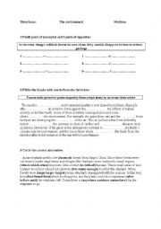 English Worksheet: the environment third hour 9th form