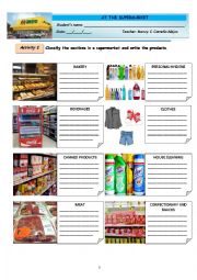 English Worksheet: AT THE SUPEMARKET