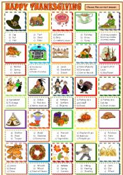 English Worksheet: Thanksgiving : multiple choice 