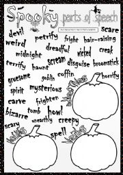 English Worksheet: Spooky parts of speech