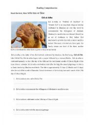 English Worksheet: Aid al Adha