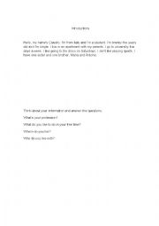 English Worksheet: Introductions