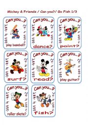 English Worksheet: Can you.. Mickey and Friends Go Fish 1/3