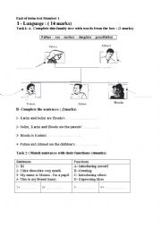 English Worksheet: End of term test number 1. 7th form tunisian basic education