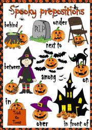 English Worksheet: Spooky prepositions (of place)