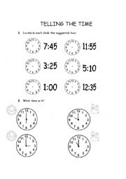 English Worksheet: Telling the time