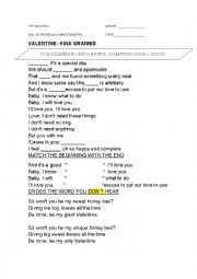 English Worksheet: Valentines day song