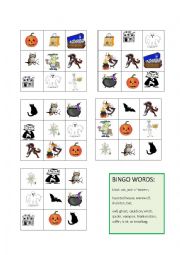 English Worksheet: Halloween BINGO CARDS