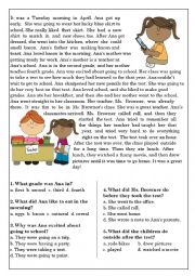 English Worksheet: Reading Comprehension for beginner and Elementary Students 10