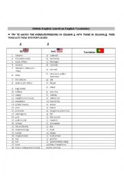 English Worksheet: British English/American English Vocabulary