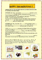 English Worksheet: Thanksgiving : easy  reading