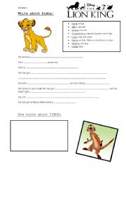 English Worksheet: lion king - video class