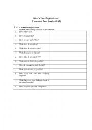 English Worksheet: What�s your english level (placement test a1-b2 for 16+ students) + KEY