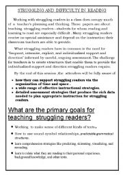 English Worksheet: how to deal  with  struggling  readers