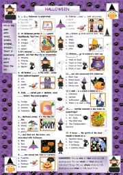 English Worksheet: Halloween Quiz II - Who, which, where, when