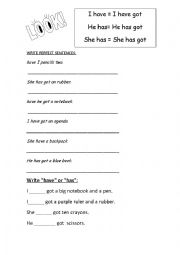 English Worksheet: Have/has