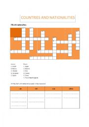 English Worksheet: Countries and nationalities