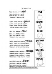 English Worksheet: Song: The Apple is Red