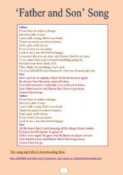 English Worksheet: Father and son song (A listening activity - on the the generation gap)