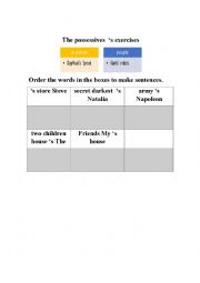 English Worksheet: the possessives  s