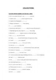 English Worksheet: Collocations