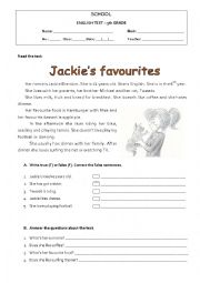 English Worksheet: Test - Likes and dislikes