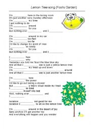 English Worksheet: Lemon tree song gap fill