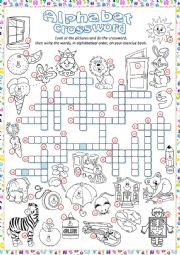 English Worksheet: ** Alphabet Crossword  **