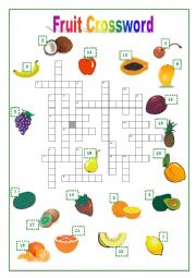 English Worksheet: Fruit Crossword