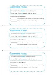 English Worksheet: So, Because