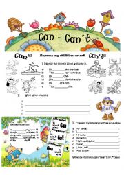 English Worksheet: Can cant