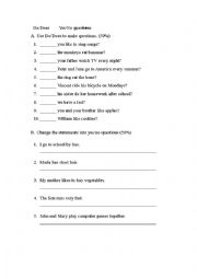 English Worksheet: Do/Does & Y/N Quesions