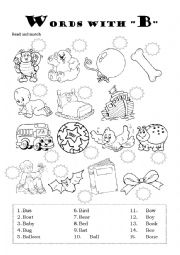 English Worksheet: Words with letter B