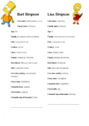 English Worksheet: Lisa and Bart SIMPSON ID CARDS