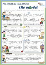 English Worksheet: Grammar Time Series - To Be - My friends are from all over the world - BOYS