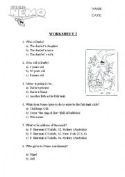 English Worksheet: Finding Nemo questions